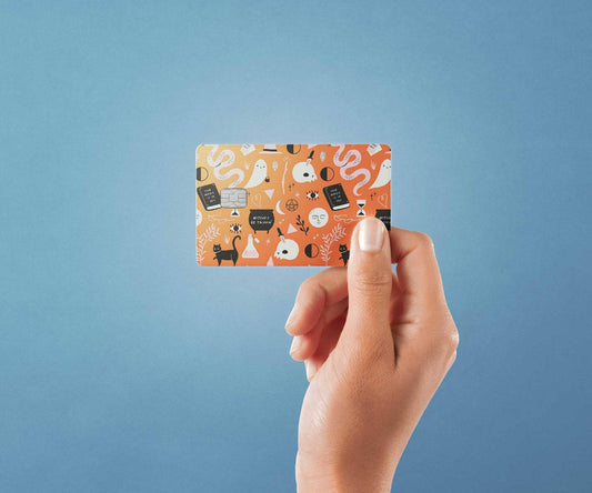 Watercolor halloween pattern design | credit card sticker | small chip | credit card skin for nursery and home wall decor.