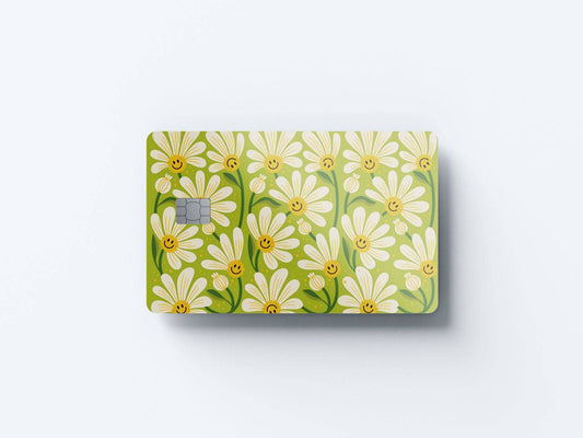 Watercolor happy daisy design | credit card sticker | small chip | credit card skin for nursery and home wall decor.