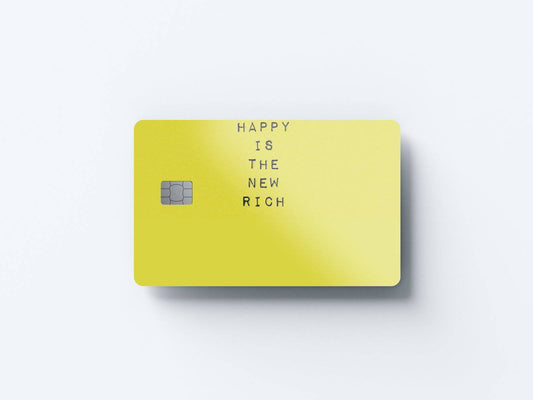 Watercolor happy is the new rich design | credit card sticker | small chip | credit card skin for nursery and home wall decor.