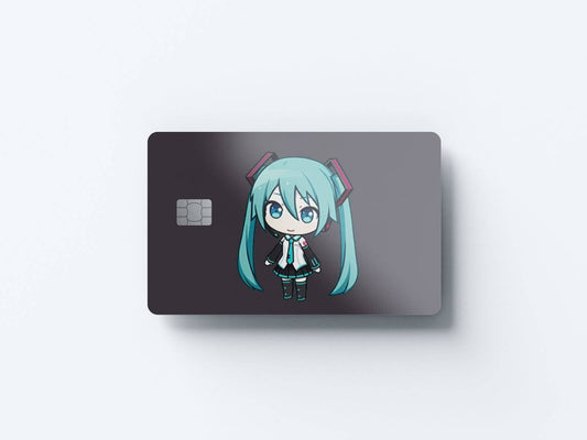 Watercolor hatsune chibi design | credit card sticker | small chip | credit card skin for nursery and home wall decor.