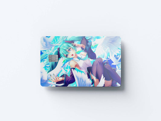 Watercolor hatsune fly design | credit card sticker | small chip | credit card skin for nursery and home wall decor.