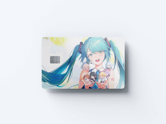 Watercolor hatsune friends design | credit card sticker | small chip | credit card skin for nursery and home wall decor.