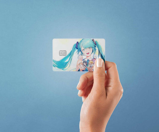 Watercolor hatsune friends design | credit card sticker | small chip | credit card skin for nursery and home wall decor.
