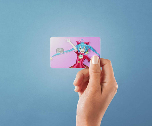 Watercolor hatsune jump design | credit card sticker | small chip | credit card skin for nursery and home wall decor.