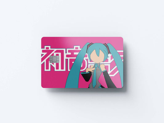 Watercolor hatsune miku pink design | credit card sticker | small chip | credit card skin for nursery and home wall decor.