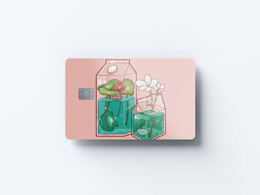 Watercolor herbal tea design | credit card sticker | small chip | credit card skin for nursery and home wall decor.