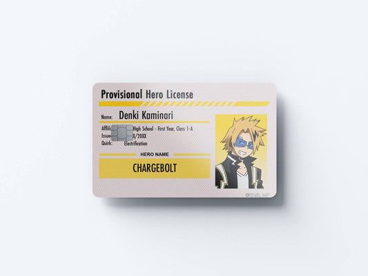 Watercolor hero license denki kaminari design | credit card sticker | small chip | credit card skin for nursery and home wall decor.