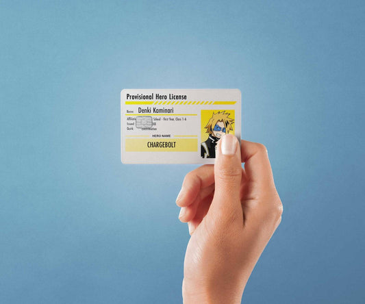 Watercolor hero license denki kaminari design | credit card sticker | small chip | credit card skin for nursery and home wall decor.