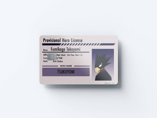 Watercolor hero license fumikage tokoyami design | credit card sticker | small chip | credit card skin for nursery and home wall decor.
