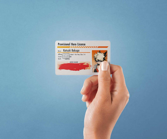 Watercolor hero license katsuki bakugo design | credit card sticker | small chip | credit card skin for nursery and home wall decor.