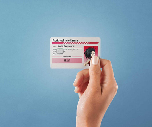 Watercolor hero license momo yaoyorozu design | credit card sticker | small chip | credit card skin for nursery and home wall decor.