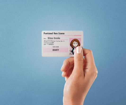 Watercolor hero license ochaco uraraka design | credit card sticker | small chip | credit card skin for nursery and home wall decor.