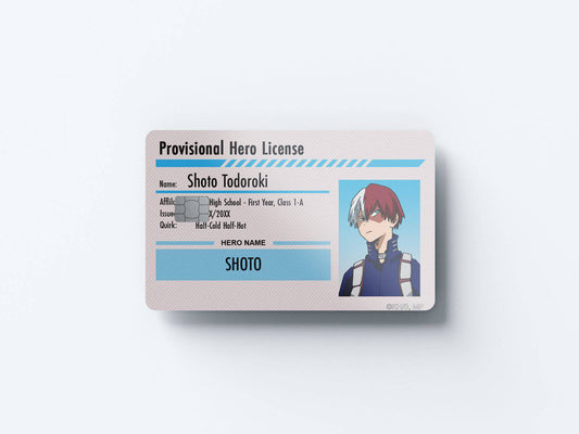 Watercolor hero license shoto todoroki design | credit card sticker | small chip | credit card skin for nursery and home wall decor.