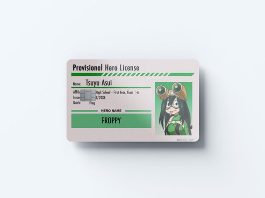 Watercolor hero license tsuyu asui design | credit card sticker | small chip | credit card skin for nursery and home wall decor.