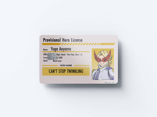 Watercolor hero license yuga aoyama design | credit card sticker | small chip | credit card skin for nursery and home wall decor.