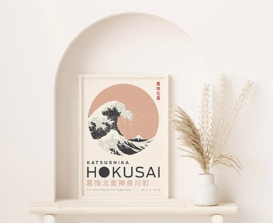 Hokusai's Great Wave - Neutral Toned Japanese Art Print