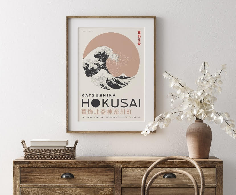 Hokusai's Great Wave - Neutral Toned Japanese Art Print