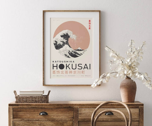 Hokusai's Great Wave - Neutral Toned Japanese Art Print