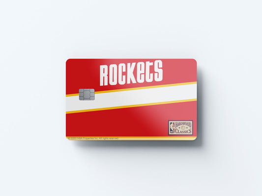 Watercolor houston rockets away warmups hardwood classics design | credit card sticker | small chip | credit card skin for nursery and home wall decor.