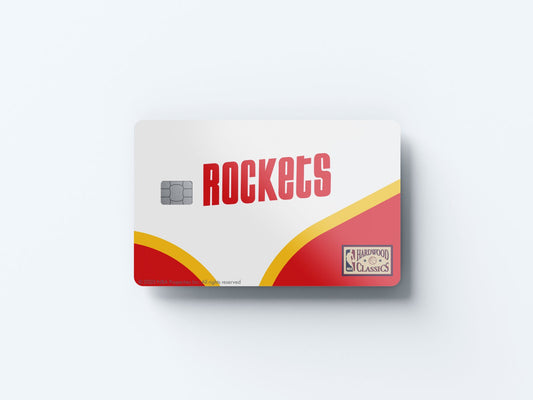 Watercolor houston rockets home warmups hardwood classics design | credit card sticker | small chip | credit card skin for nursery and home wall decor.