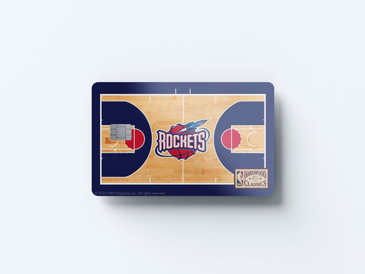 Watercolor houston rockets retro courtside hardwood classics design | credit card sticker | small chip | credit card skin for nursery and home wall decor.