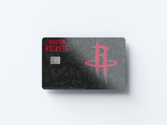 Watercolor houston rockets team mural design | credit card sticker | small chip | credit card skin for nursery and home wall decor.