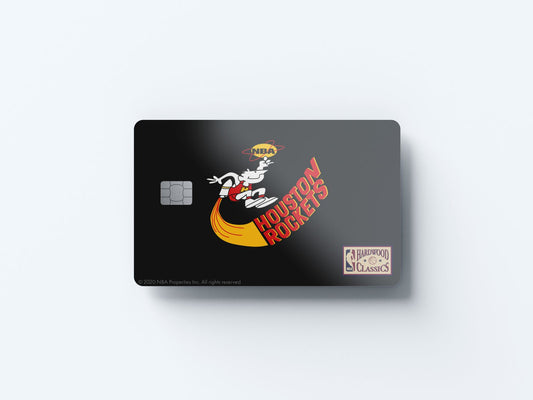 Watercolor houston rockets throwback hardwood classics design | credit card sticker | small chip | credit card skin for nursery and home wall decor.