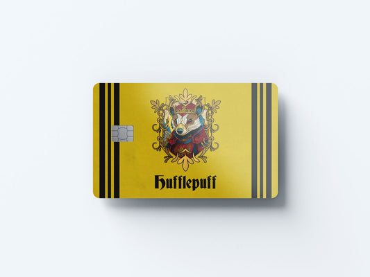 Watercolor hufflepuff design | credit card sticker | small chip | credit card skin for nursery and home wall decor.