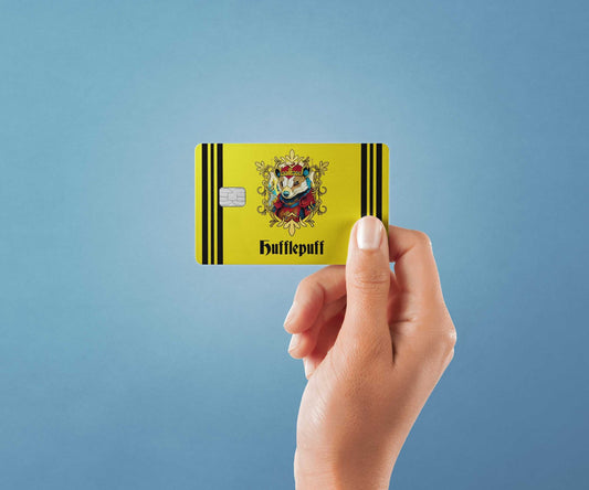 Watercolor hufflepuff design | credit card sticker | small chip | credit card skin for nursery and home wall decor.