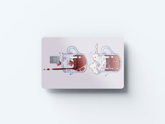 Watercolor iced coffee design | credit card sticker | small chip | credit card skin for nursery and home wall decor.