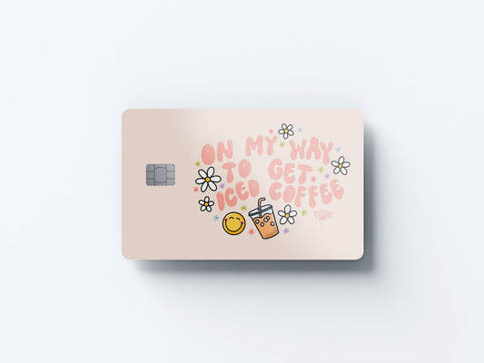Watercolor iced coffee lover design | credit card sticker | small chip | credit card skin for nursery and home wall decor.