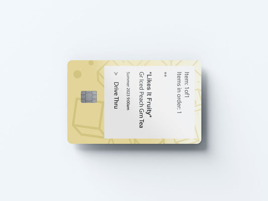 Watercolor iced peach green tea design | credit card sticker | small chip | credit card skin for nursery and home wall decor.
