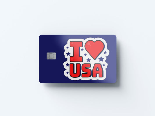 Watercolor i heart usa design | credit card sticker | small chip | credit card skin for nursery and home wall decor.