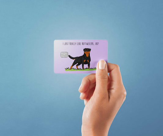 Watercolor i just really like rottweilers ok design | credit card sticker | small chip | credit card skin for nursery and home wall decor.