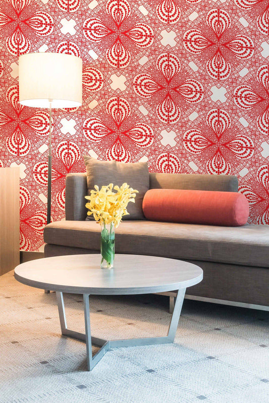 Red Laces | Removable Wallpaper | Self-adhesive | Temporary wallpaper #260