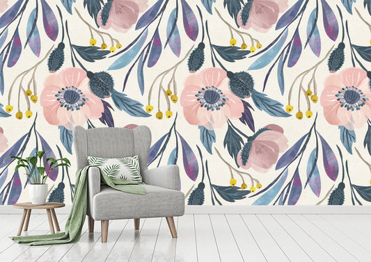 Watercolor dangle flowers for nursery and home wall decor.