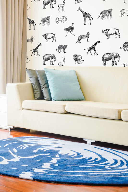 Watercolor safari animals | removable wallpaper | self-adhesive | temporary wallpaper #198 for nursery and home wall decor.
