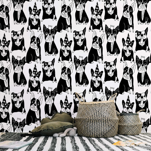 Watercolor happy dogs | removable wallpaper | self-adhesive | temporary wallpaper #119 for nursery and home wall decor.