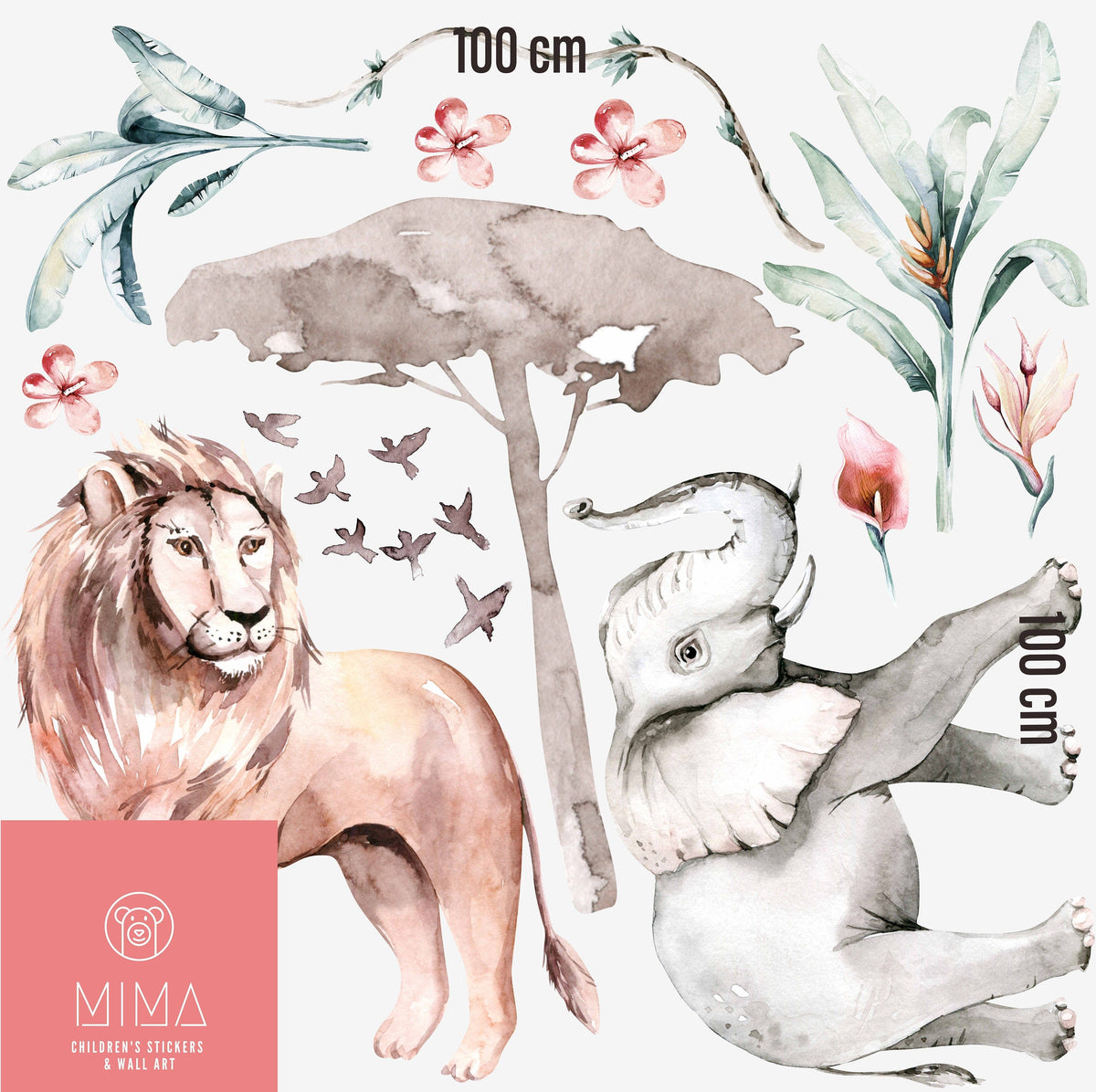 Elephant Savanna Wall Stickers - Unique Wall Decal by Wonderwallsboutique