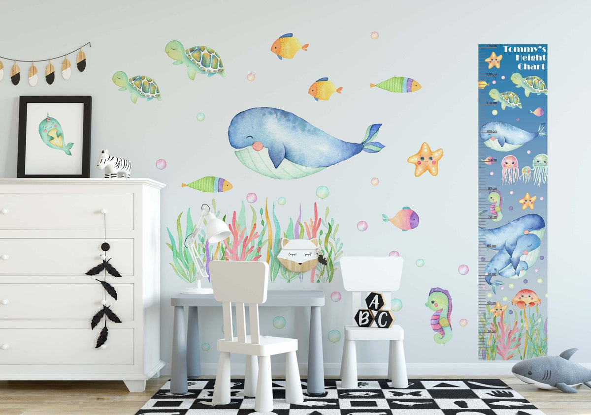 Ocean, Whale Wall Stickers - Unique Wall Decal by Wonderwallsboutique