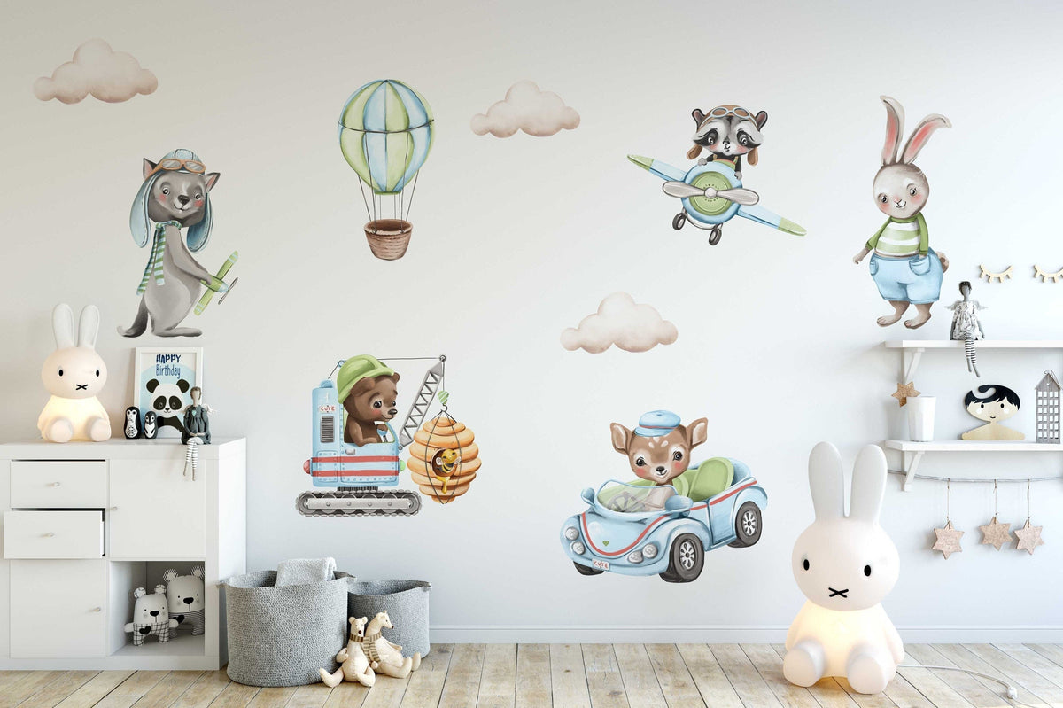 Boy Bunny Wall Stickers - Unique Wall Decal by Wonderwallsboutique
