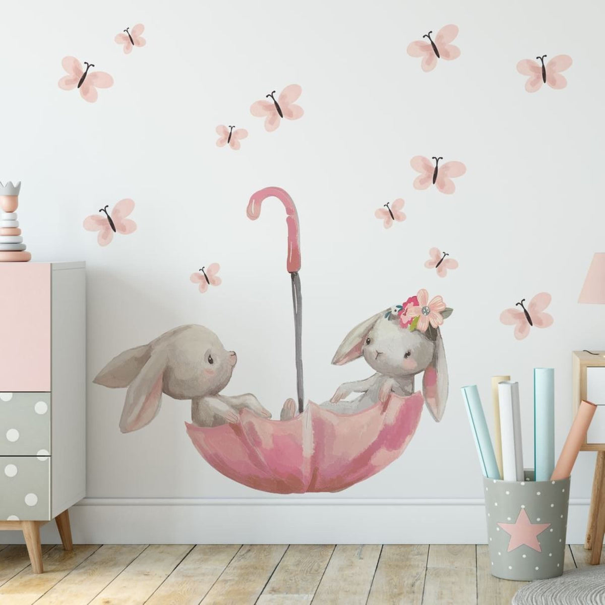 Bunny Wall Stickers, Girls Wall Nursery Decals - Unique Wall Decal by Wonderwallsboutique