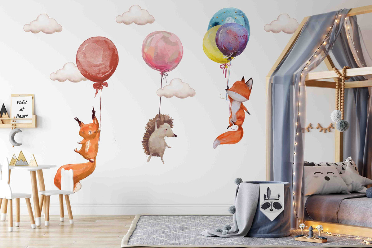 Flying Animals Nursery Wall Stickers - Unique Wall Decal by Wonderwallsboutique