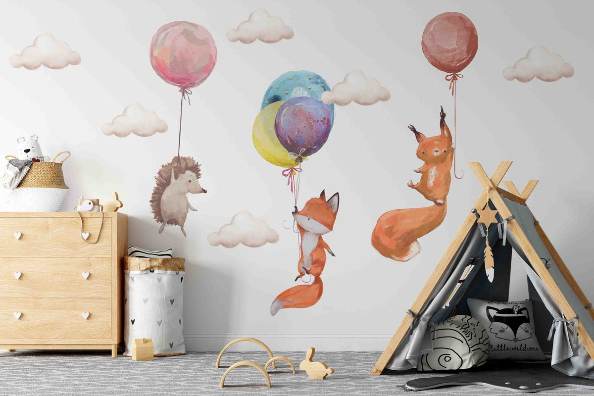 Flying Animals Nursery Wall Stickers - Unique Wall Decal by Wonderwallsboutique