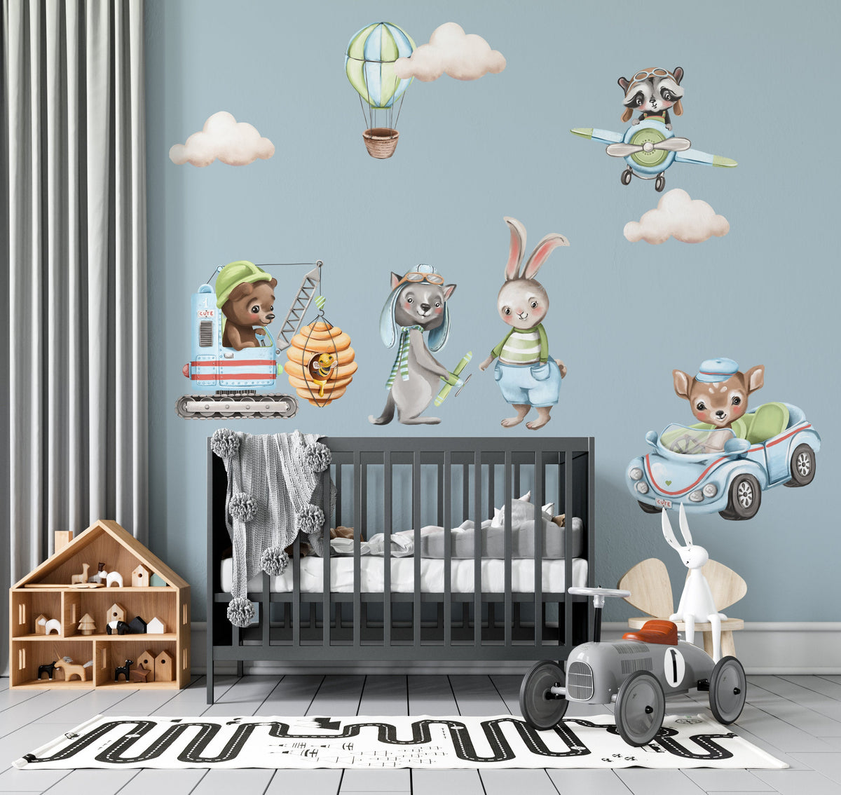 Boy Bunny Wall Stickers - Unique Wall Decal by Wonderwallsboutique
