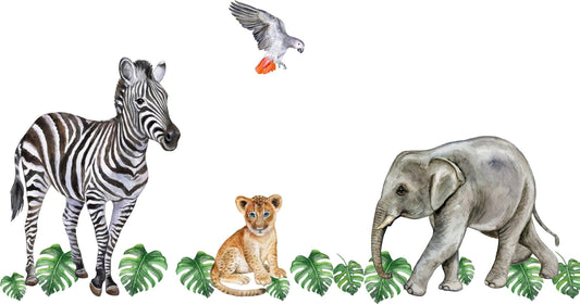 Watercolor big wall sticker set for kids, safari animals, wall decal, cub, africa, watercolor decal set, nursery, peel and stick, nursery wall sticker for nursery and home wall decor.