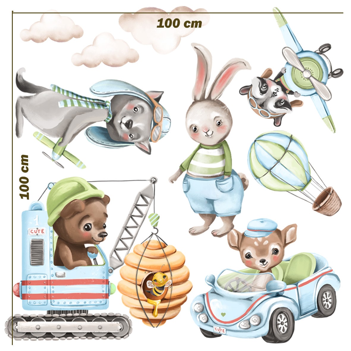 Boy Bunny Wall Stickers - Unique Wall Decal by Wonderwallsboutique
