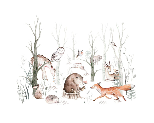 Forest Friends Wallpaper, Kids, Room, Wall Cover, Design, Nursery #16