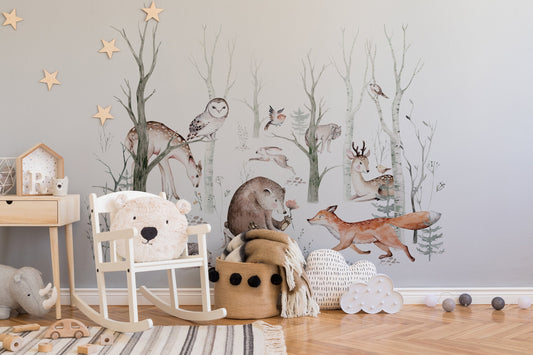 Forest Friends Wallpaper, Kids, Room, Wall Cover, Design, Nursery #16