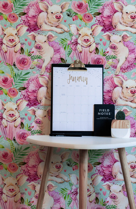 Piggy     | Piggy    Removable Wallpaper | Peel and Stick |  #32AC